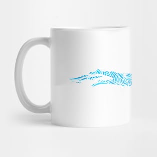 Freestyle Swimmer with Creative Blue Wave Design Gift Mug